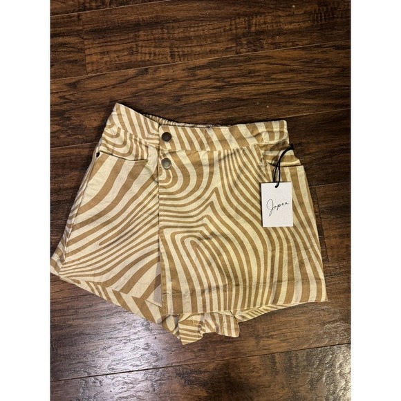 Japan Women’s Brown Beige Zebra Striped Skort Small 100% Cotton NEW - Picture 1 of 6